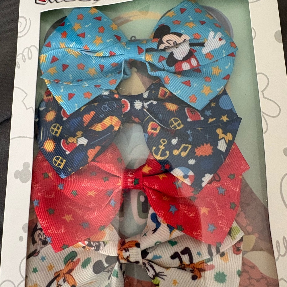 Disney Mickey & Friends Bow Hair Clips - Blue, Navy, Red, White